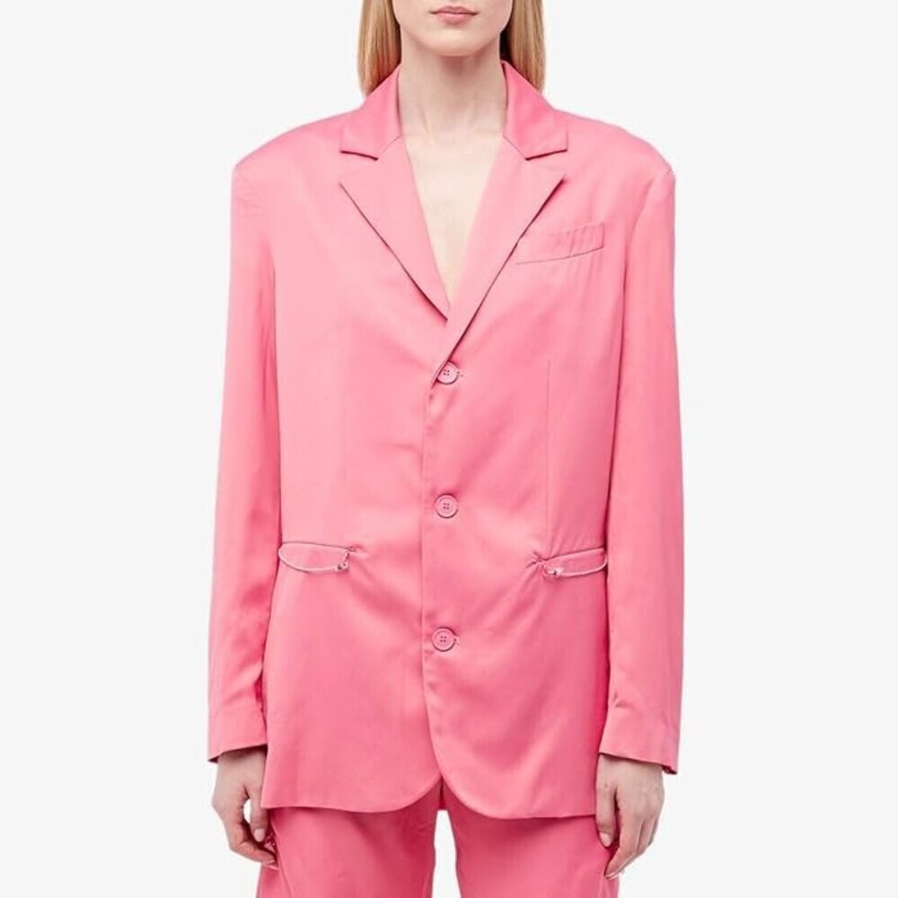Artica Arbox Blazer Women's Medium Bubble Gum Three-Button Suit Jacket RED22